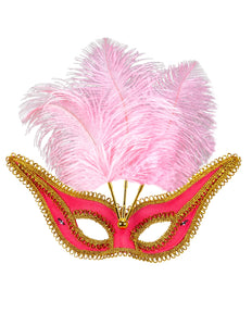 Widmann SRL Roze oogmaskers met veertjes