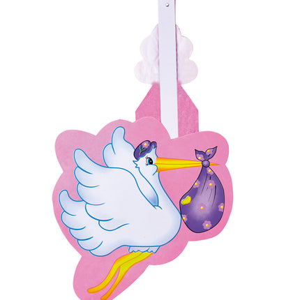 Widmann SRL Roze ooievaar waaier decoratie