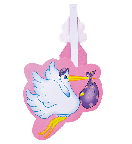 Widmann SRL Roze ooievaar waaier decoratie