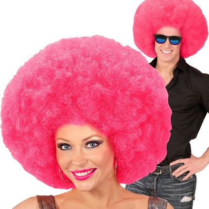 Widmann SRL Roze oversized Afro pruik