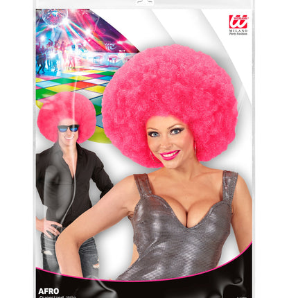 Widmann SRL Roze oversized Afro pruik