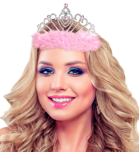 Widmann SRL Roze prinsessenkroon met marabou