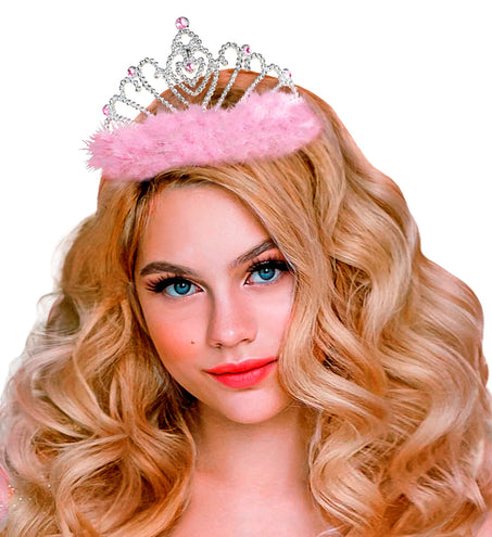 Widmann SRL Roze prinsessenkroon met marabou