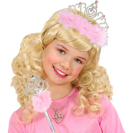 Widmann SRL Roze prinsessenkroon met marabou