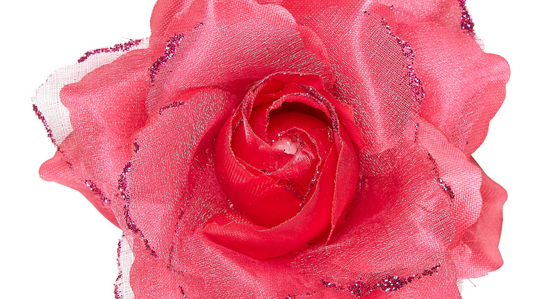 Widmann SRL Roze roos haarclip met glitters