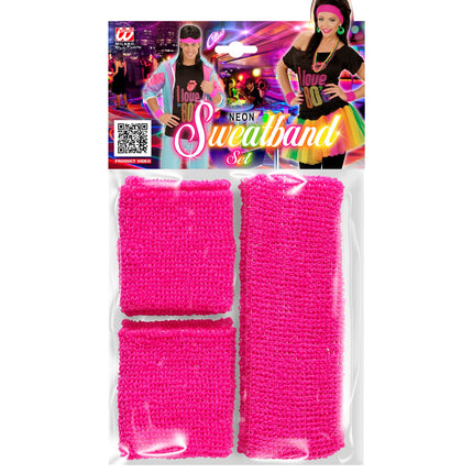 Widmann SRL Roze zweetbanden neon set