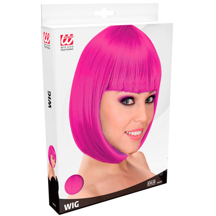 Widmann SRL Roze/fuchsia Pruik Lou Lou