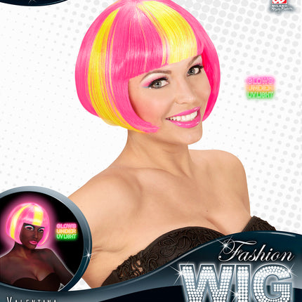 Widmann SRL Roze/gele neon pruik, Valentina