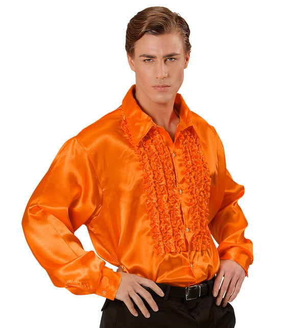 Widmann SRL Ruche blouse satijn oranje