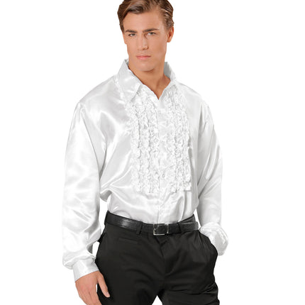 Widmann SRL Ruche blouse satijn wit