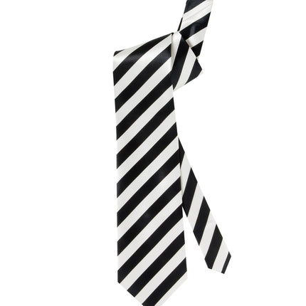 Widmann SRL Satijn witte stropdas met zwarte strepen
