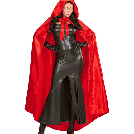 Widmann SRL Satijnen cape rood met muts