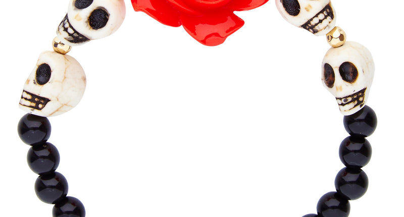 Widmann SRL Schedel armband met rode roos