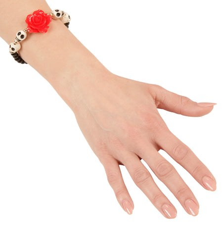 Widmann SRL Schedel armband met rode roos