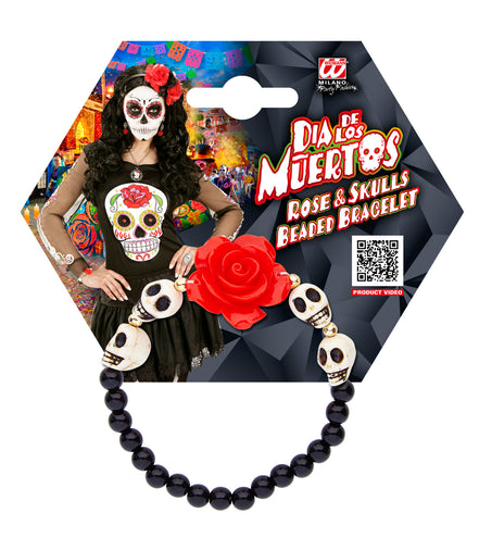 Widmann SRL Schedel armband met rode roos