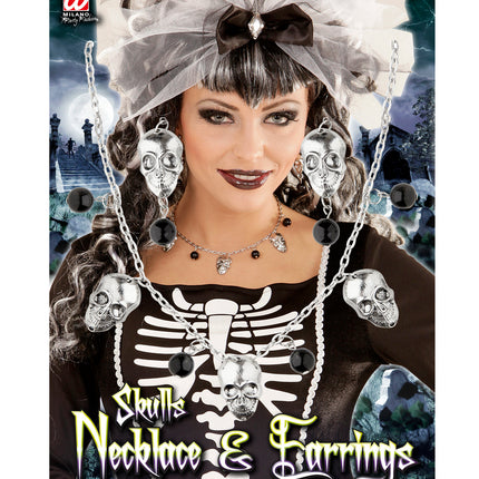 Widmann SRL Schedel ketting met oorbellen
