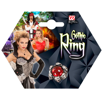 Widmann SRL Schedelring met rode steen