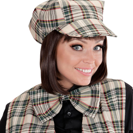 Widmann SRL Schotse pet tartan met strik ruit beige