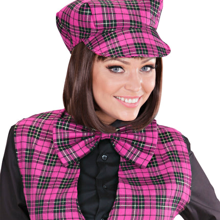 Widmann SRL Schotse pet tartan met strik ruit roze