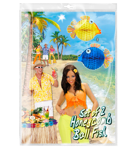 Widmann SRL Set met 2 honinggraat lampions tropische vis