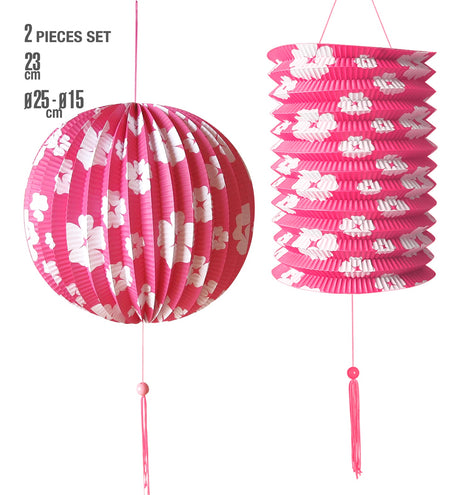 Widmann SRL Set van roze lampionnen