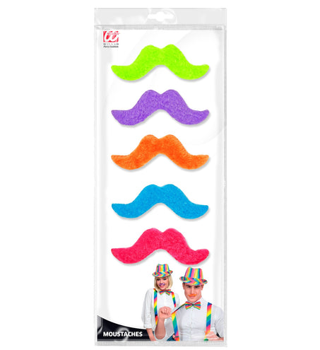 Widmann SRL Set vijf gekleurde snorren