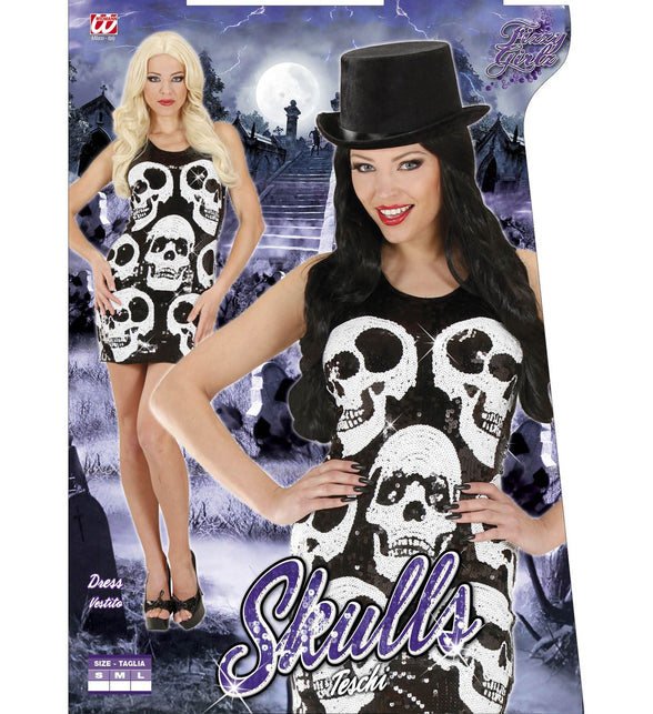 Widmann SRL Sexy skelet jurk met schedels