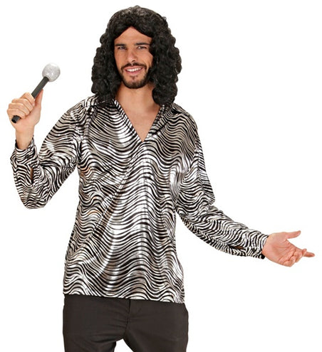 Widmann SRL Shirt disco fever zilver heren