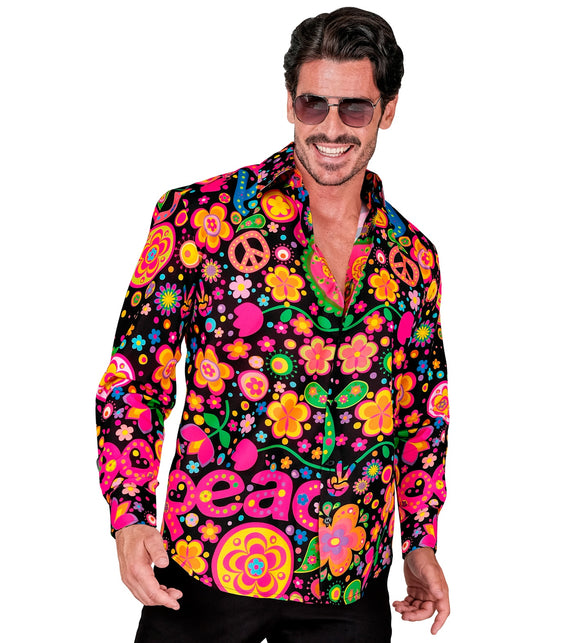 Widmann SRL Shirt neon hippie peace