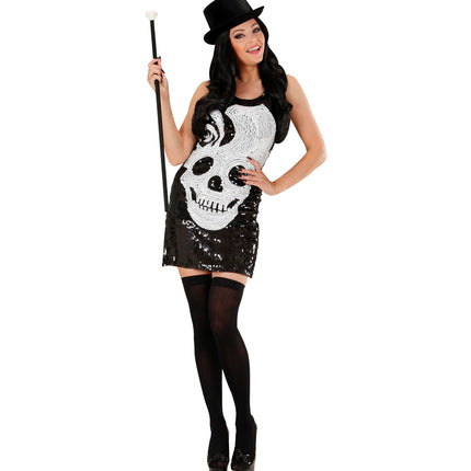 Widmann SRL Skelet jurk Noortje met schedel print