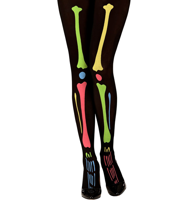 Widmann SRL Skelet panty met botten neon