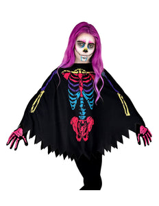 Widmann SRL Skelet poncho meerkleurig kinderen