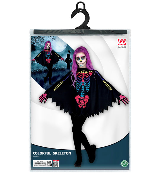 Widmann SRL Skelet poncho meerkleurig kinderen