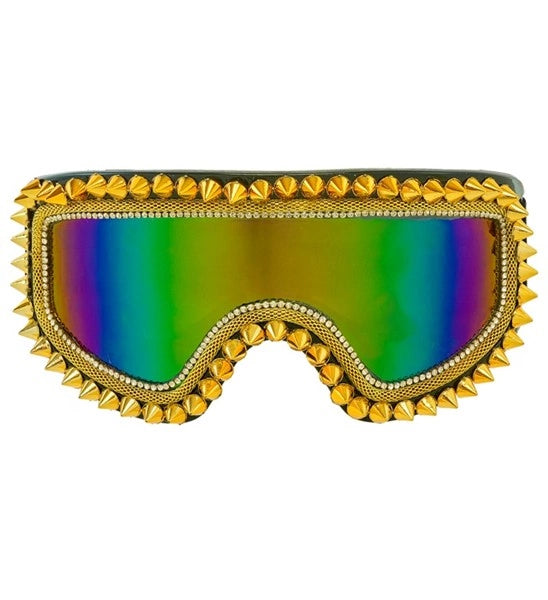 Widmann SRL Ski-bril 80's goud strass-nagels Anouk