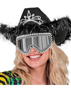 Widmann SRL Ski-bril 80's zilver strass-nagels Maud