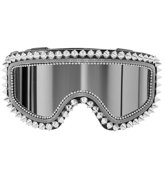 Widmann SRL Ski-bril 80's zilver strass-nagels Maud
