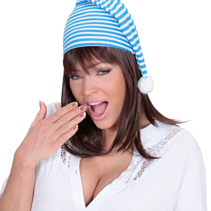 Widmann SRL slaapmuts blauw-wit