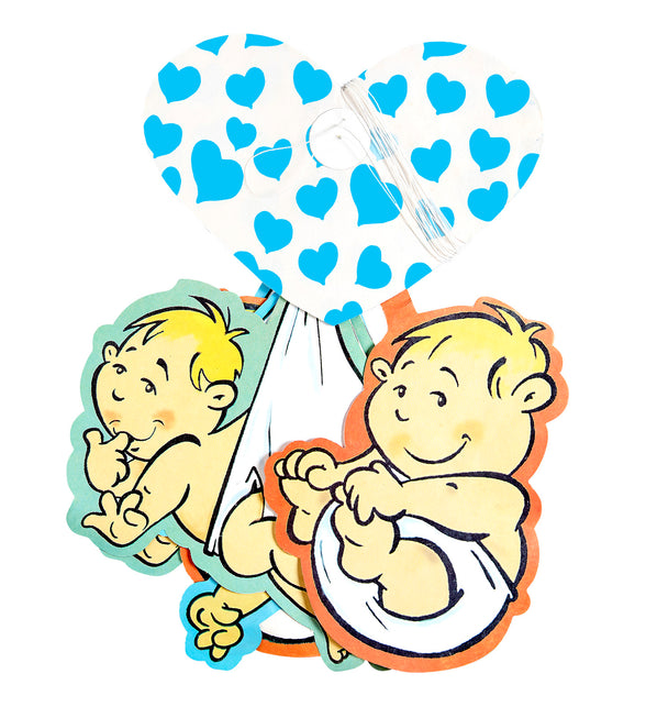 Widmann SRL Slinger met blauwe hartjes voor geboorte