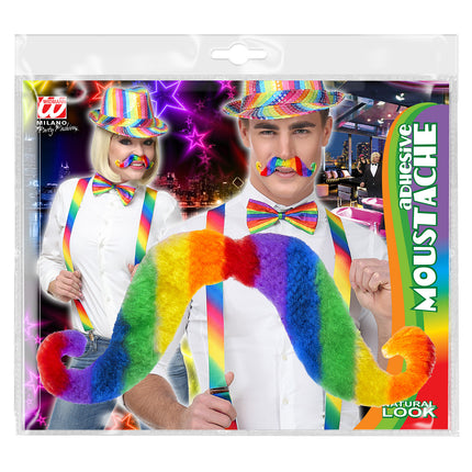 Widmann SRL Snor regenboogkleuren