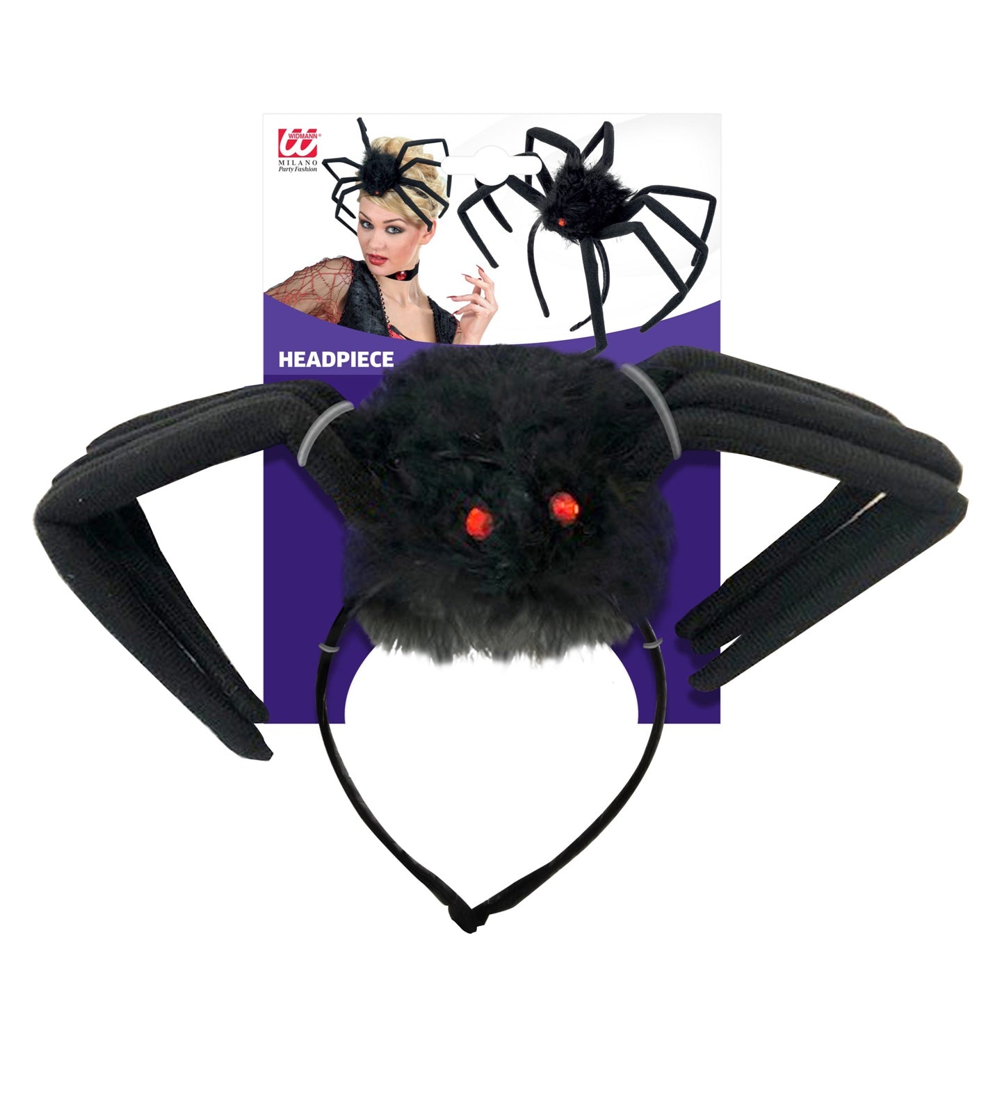 Widmann Spin-ketting – 40 Cm – Zwart – Halloween Accessoire – Met 12 Kleine Spinnen En 1 Grote – Perfect Voor Kostuums En Feest