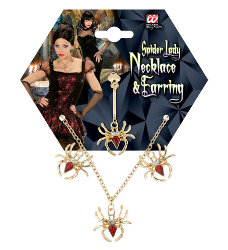 Widmann SRL Spinnen ketting met oorbel