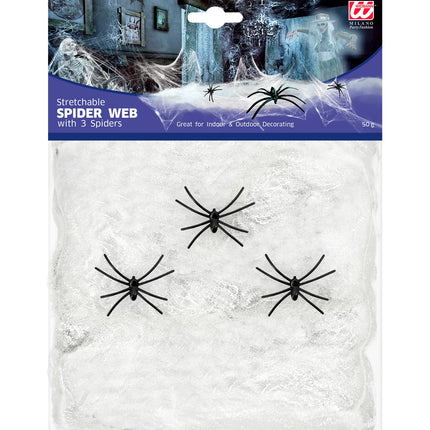 Widmann SRL Spinnenweb 50 gram met 3 spinnen