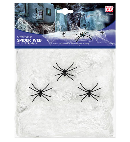 Widmann SRL Spinnenweb 50 gram met 3 spinnen