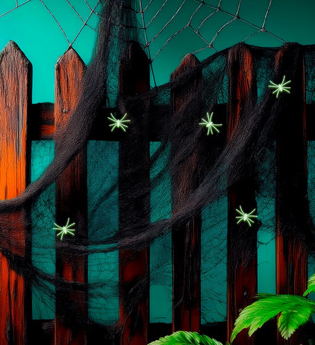 Widmann SRL Spinnenweb zwart 100 gram 5 spinnen