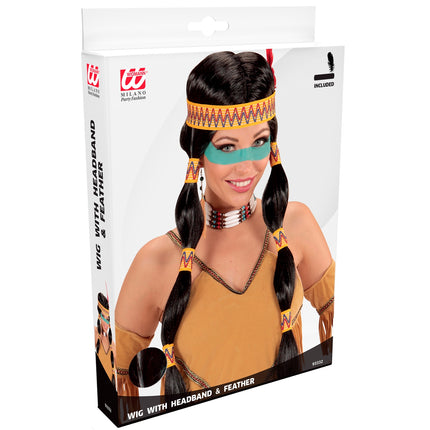 Widmann SRL Squaw indianen pruiken voor carnaval
