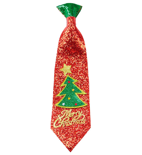 Widmann SRL Stropdas kerstboom glitter rood
