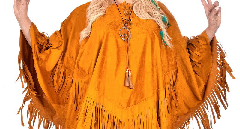 Widmann SRL Suede indianen poncho met slierten