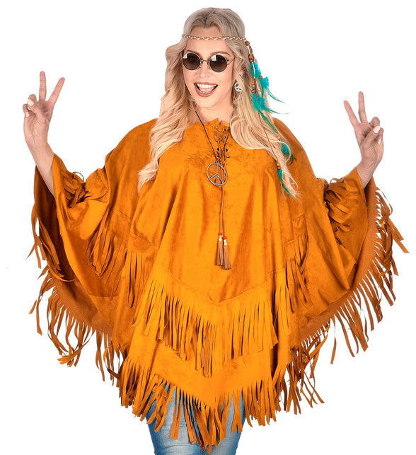 Widmann SRL Suede indianen poncho met slierten