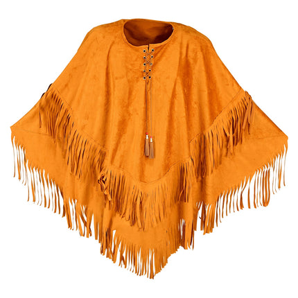 Widmann SRL Suede indianen poncho met slierten