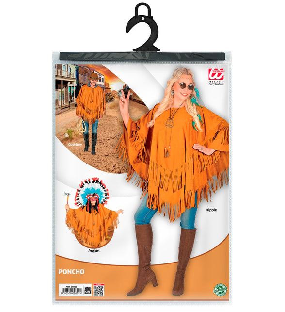 Widmann SRL Suede indianen poncho met slierten